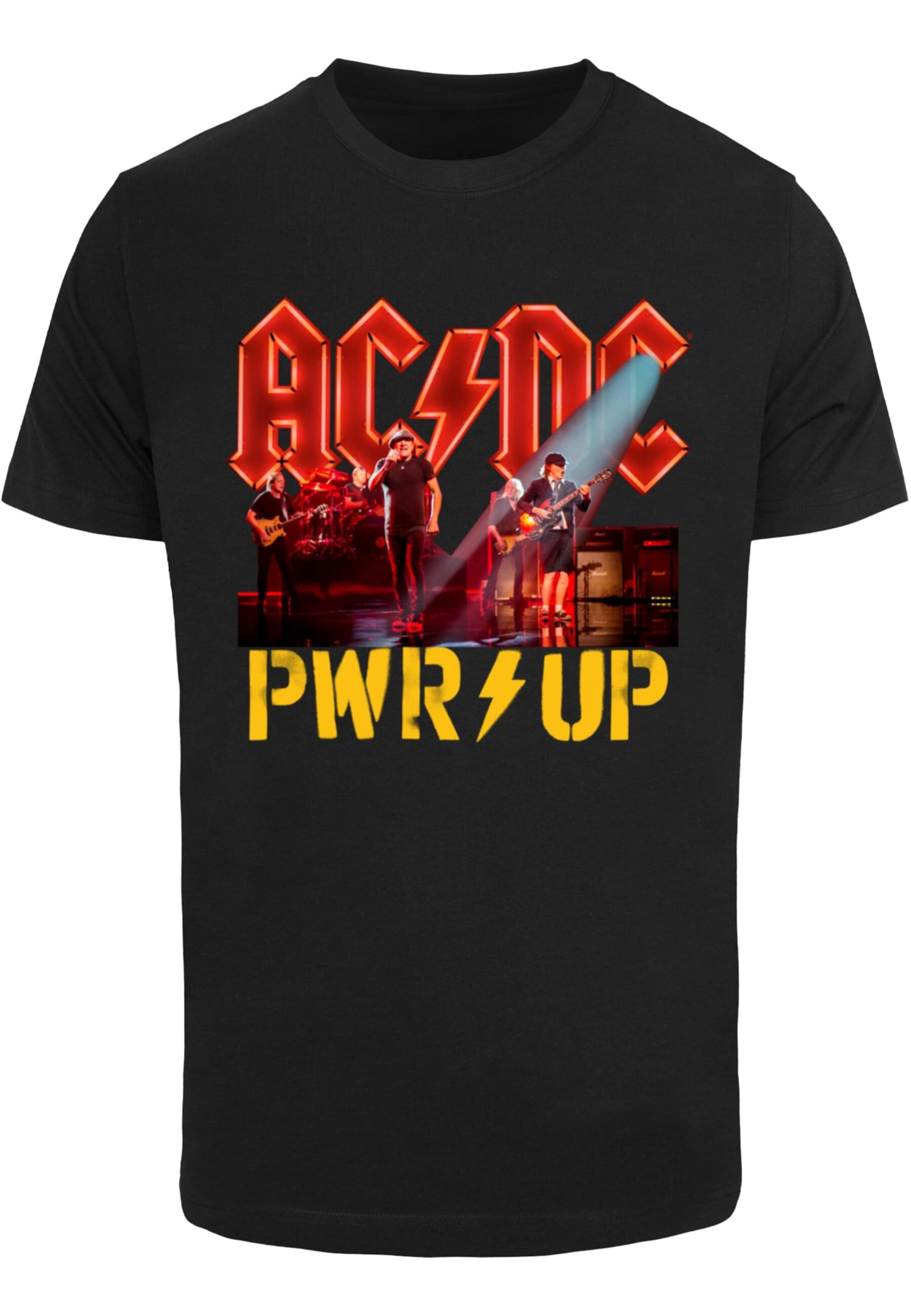 Merchcode Shirt 'ACDC - PWRUP Stage Lights' in Zwart: voorkant