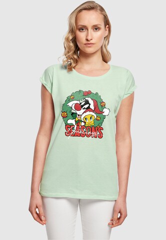 Maglietta 'Looney Tunes - Seasons Greetings' di ABSOLUTE CULT in verde: frontale