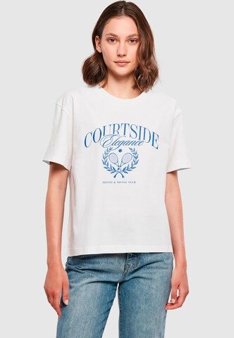 Miss Tee Shirt 'Courtside Elegance Sports Club' in White: front