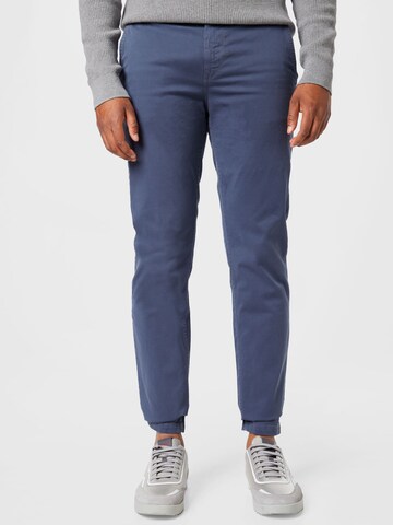 BOSS - Slimfit Calças chino 'Taber' em azul: frente