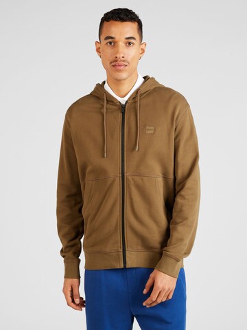 BOSS Zip-Up Hoodie 'Zetalky' in Green: front