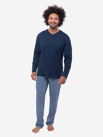 Ammann Pyjama lang 'Night & Home Cotton' in Blau