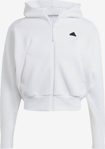 ADIDAS PERFORMANCE Athletic Zip-Up Hoodie in White: front
