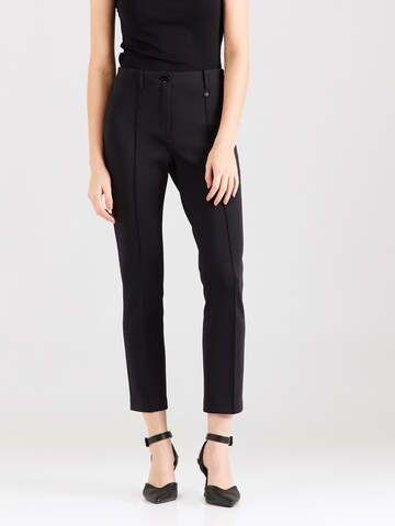 Marc Cain Slim fit Trousers with creases in Black: front