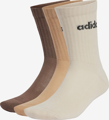 ADIDAS PERFORMANCE Спортивные носки 'Linear Crew Cushioned 3 Pairs' в Бежевый: спереди