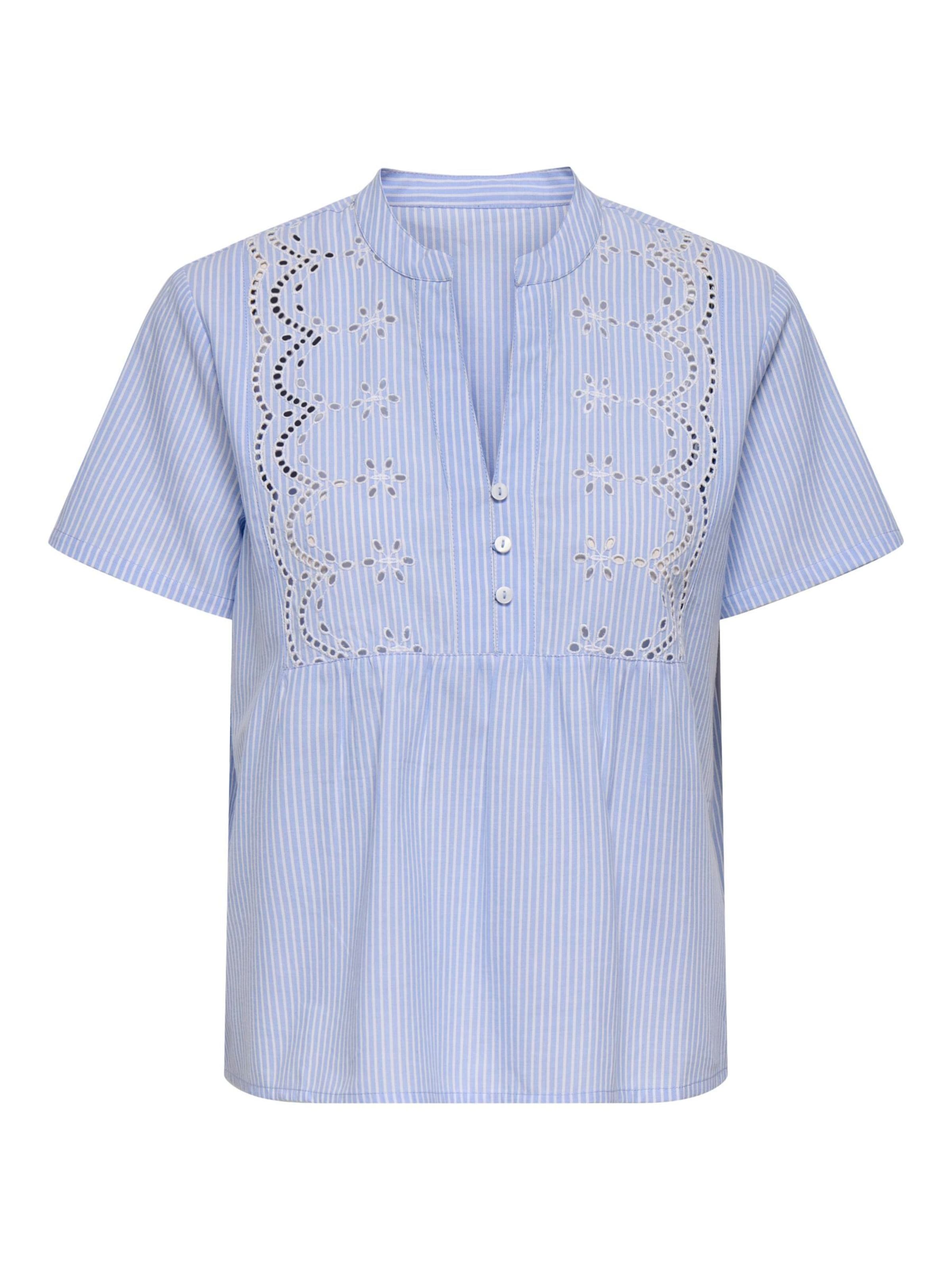 ONLY Blouse 'ONLSkano' in XS in de kleur Duifblauw / Wit, Productweergave