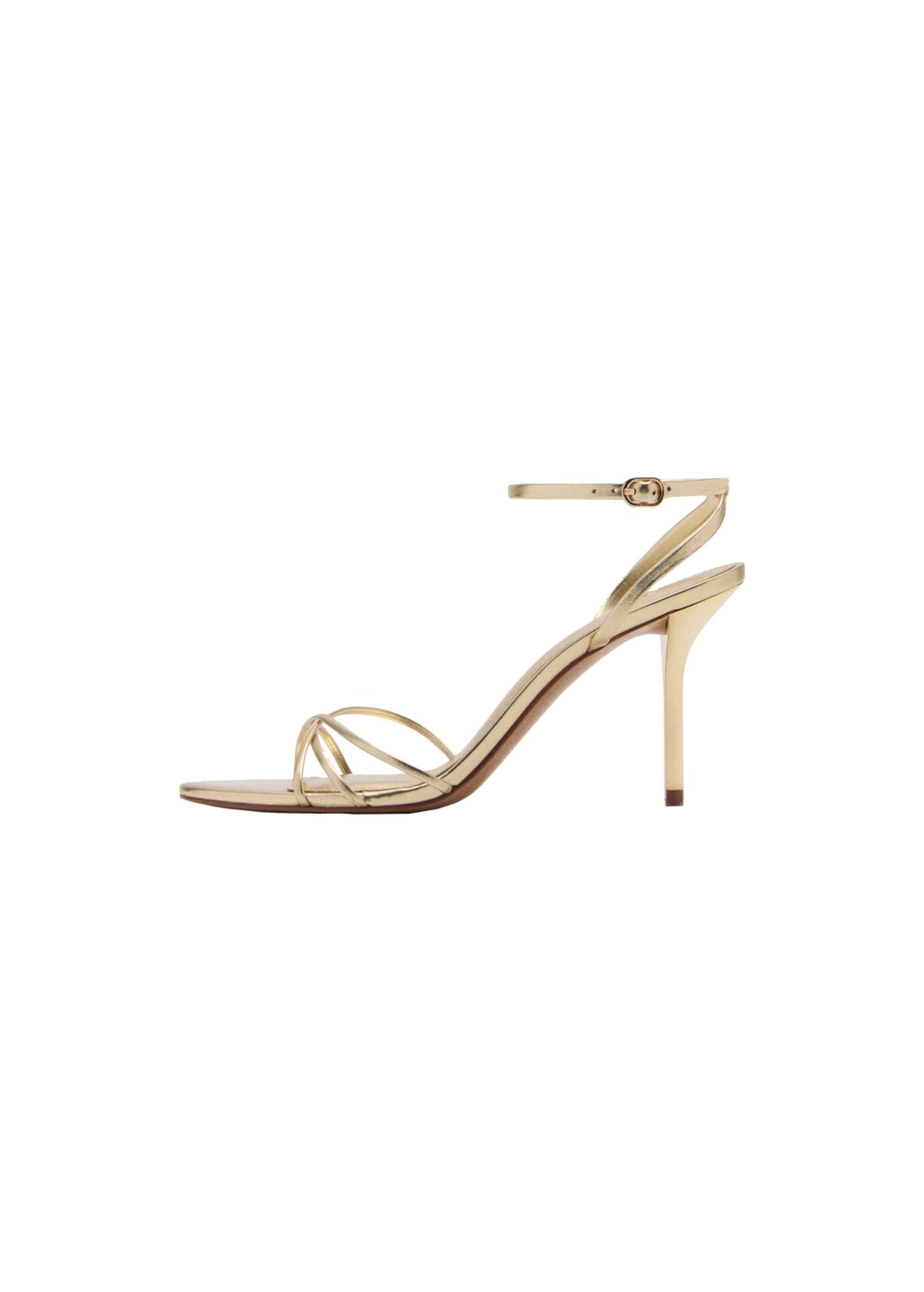 MANGO Strap Sandals 'Zazos1' in Gold: front