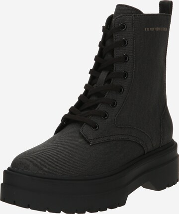 TOMMY HILFIGER Lace-Up Ankle Boots in Black: front