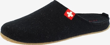 Living Kitzbühel Hausschuh 'Filz - Schweizer Kreuz' in Schwarz: Vorderseite