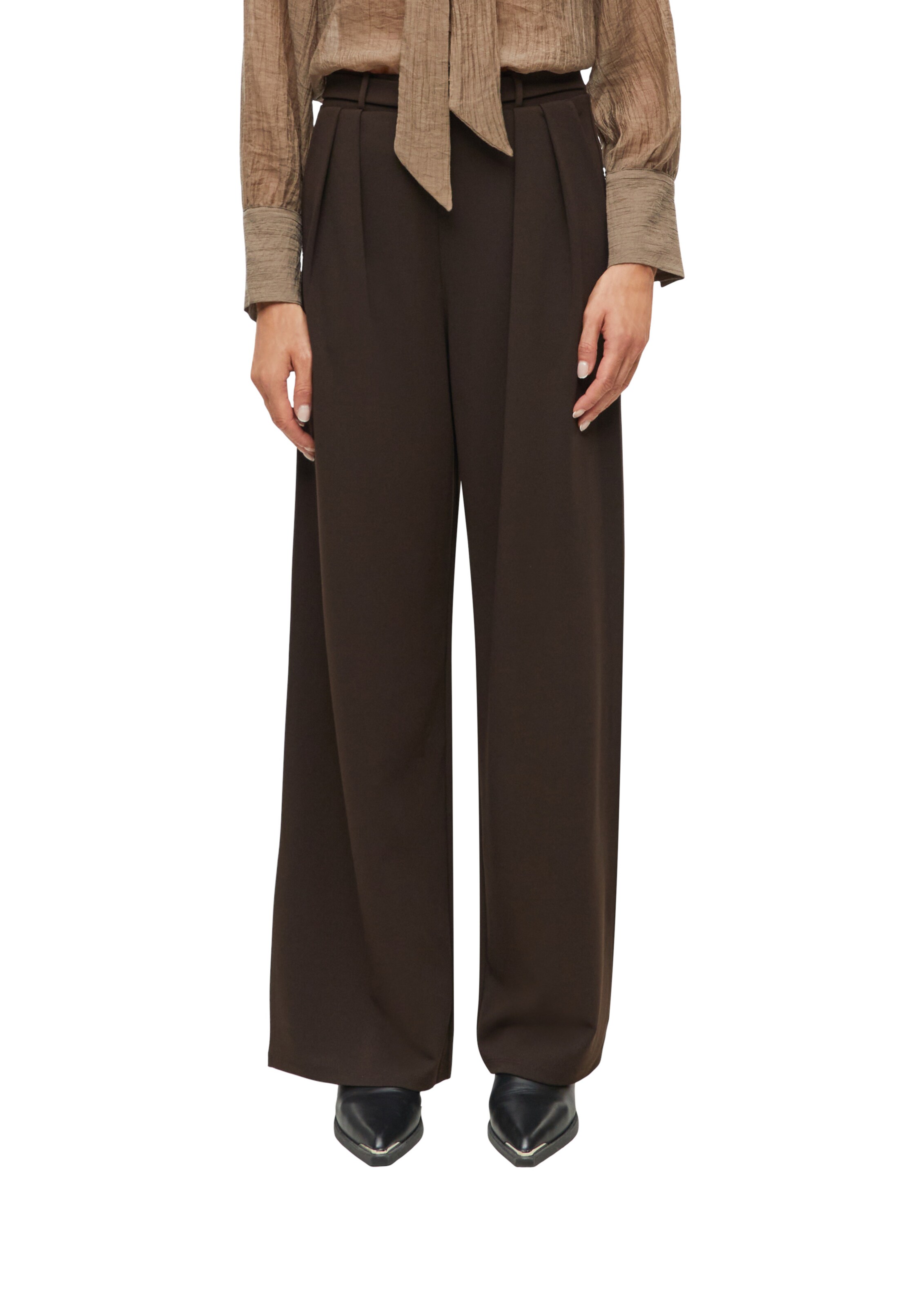 Wide Leg Pantalon à pince s.Oliver en marron : devant