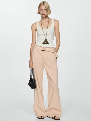 MANGO Wide leg Trousers 'Lea' in Beige: front
