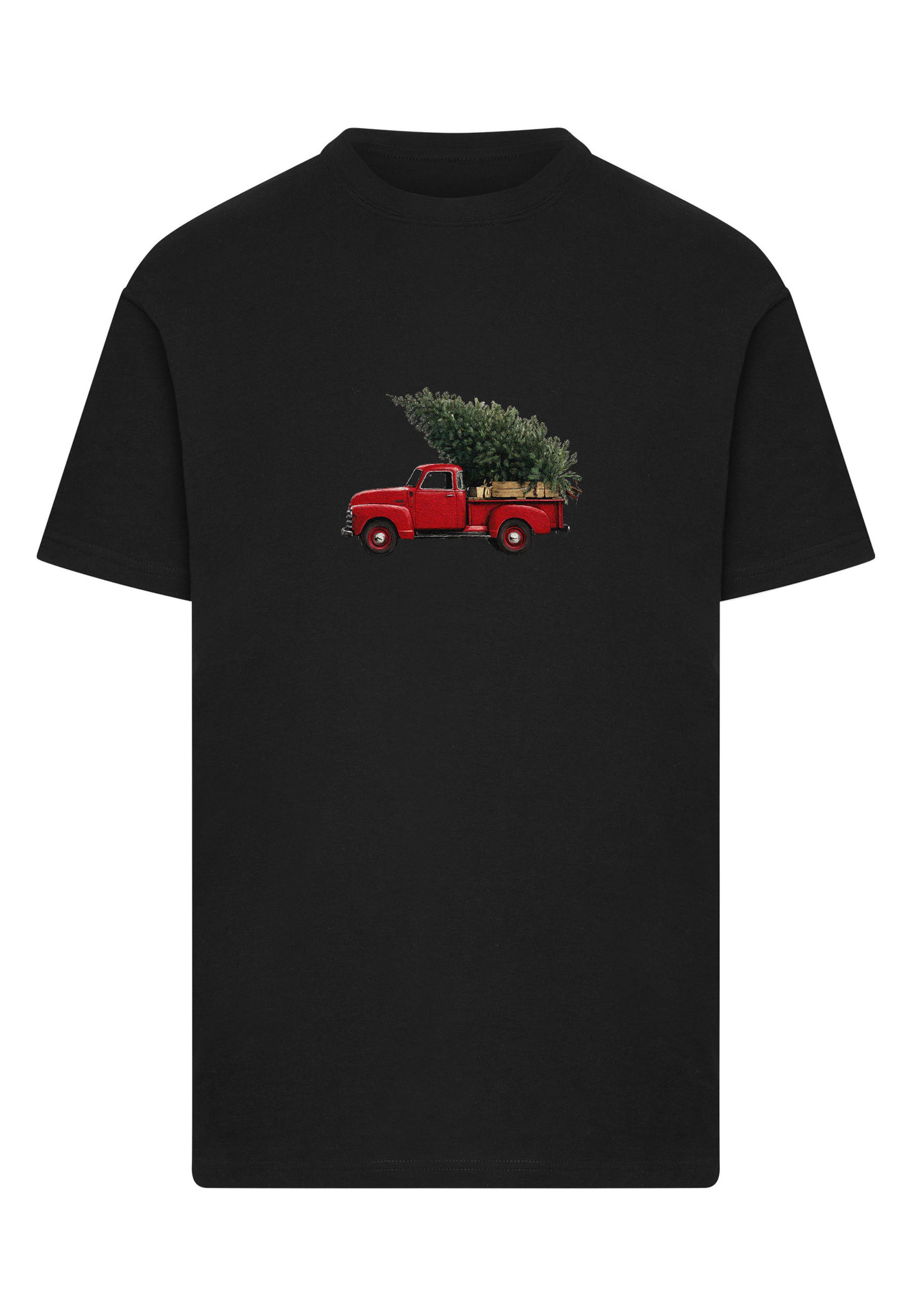 Mister Tee Shirt 'Christmas Tree Pickup' in Black: front