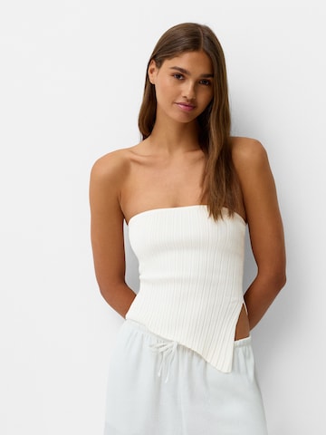 Bershka Gebreide top in Beige: voorkant