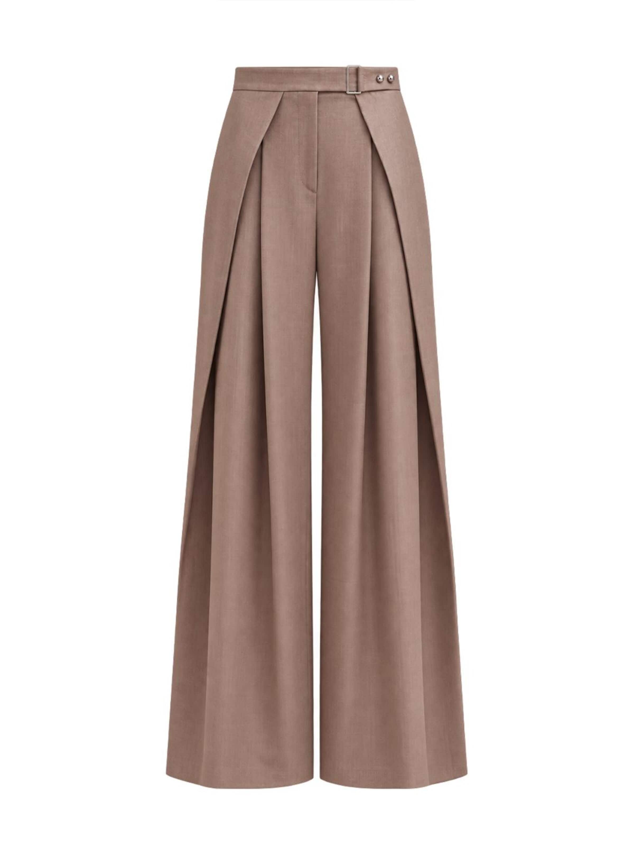 Il Lanificio - Pierna ancha Pantalón en beige: frente