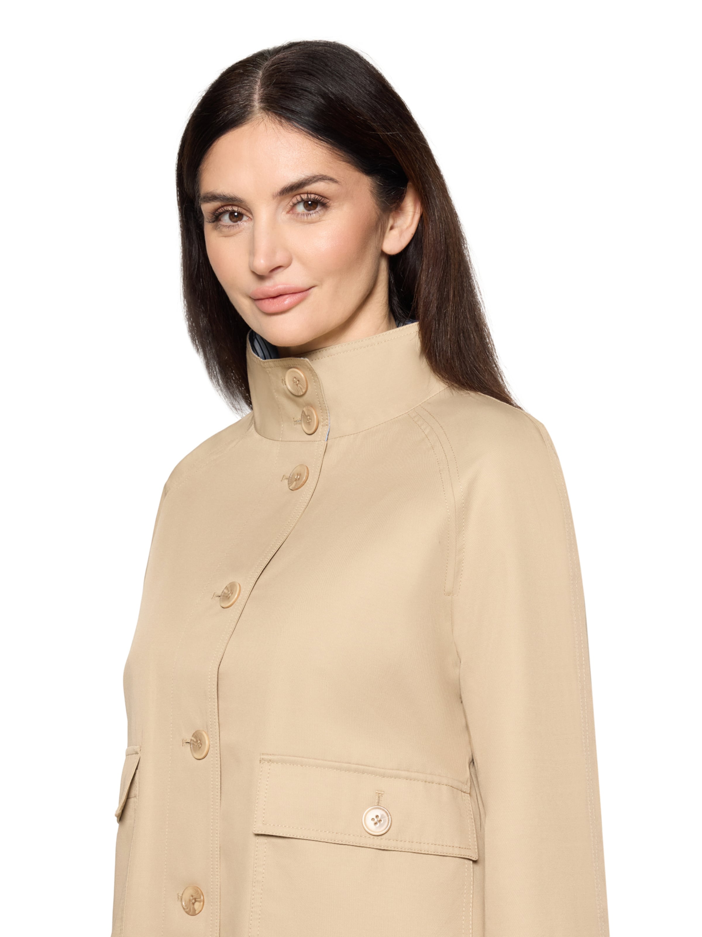 Cartoon Casual-Jacke mit aufgesetzten Taschen in Beige