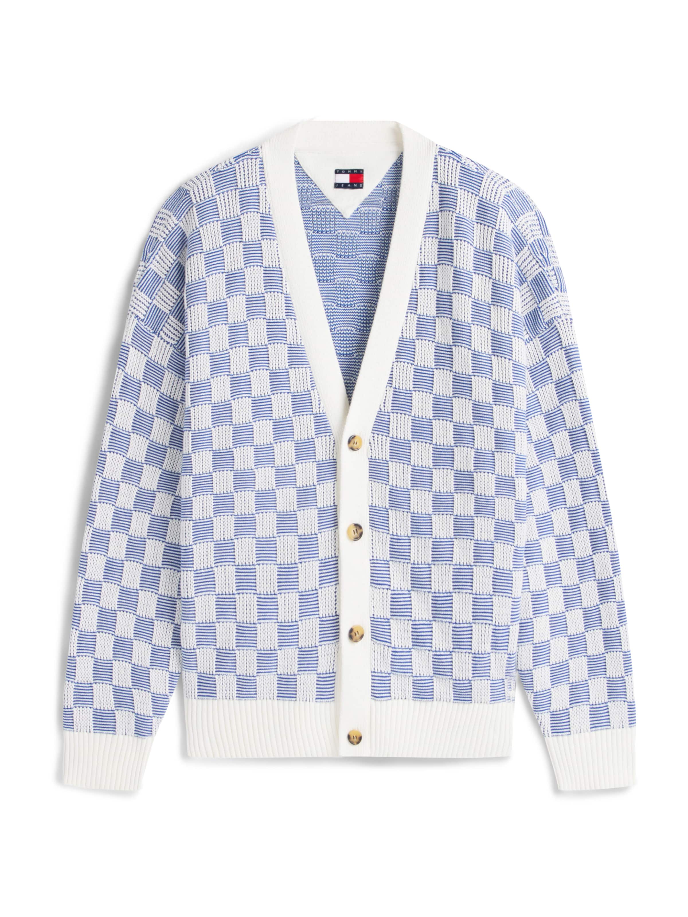 zils Tommy Jeans Adīta jaka: no priekšpuses