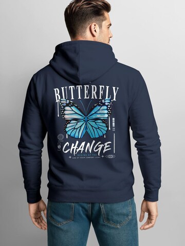 Neverless Sweatshirt 'Butterfly Change'‌‌‌ in Blau: Vorderseite
