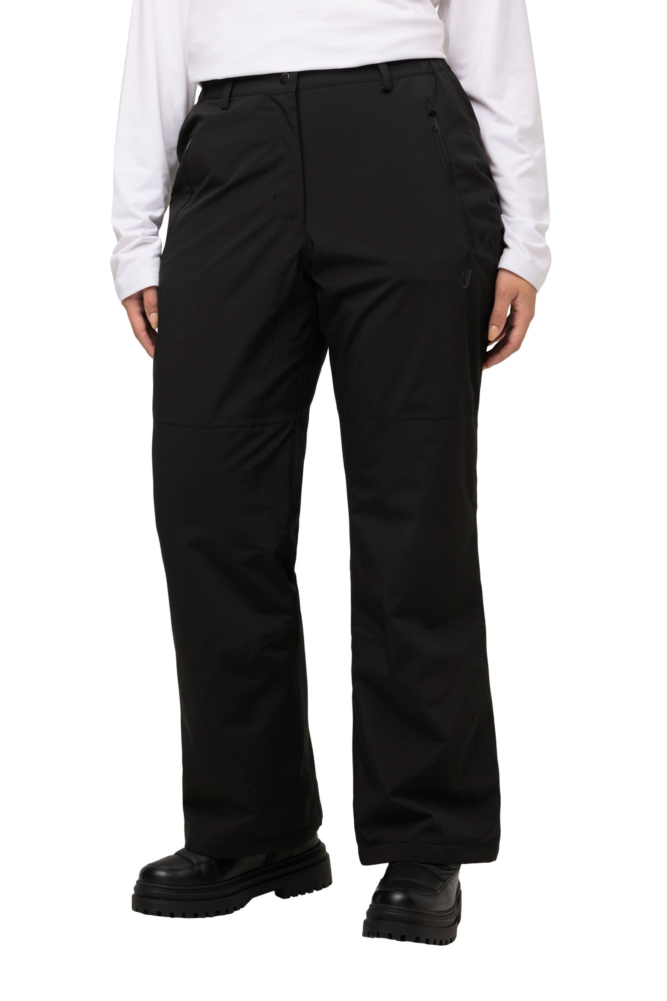 Ulla Popken Flared Funktionshose in Schwarz: Vorderseite