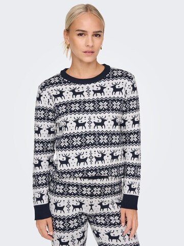 ONLY Pullover 'Xmas' i blå