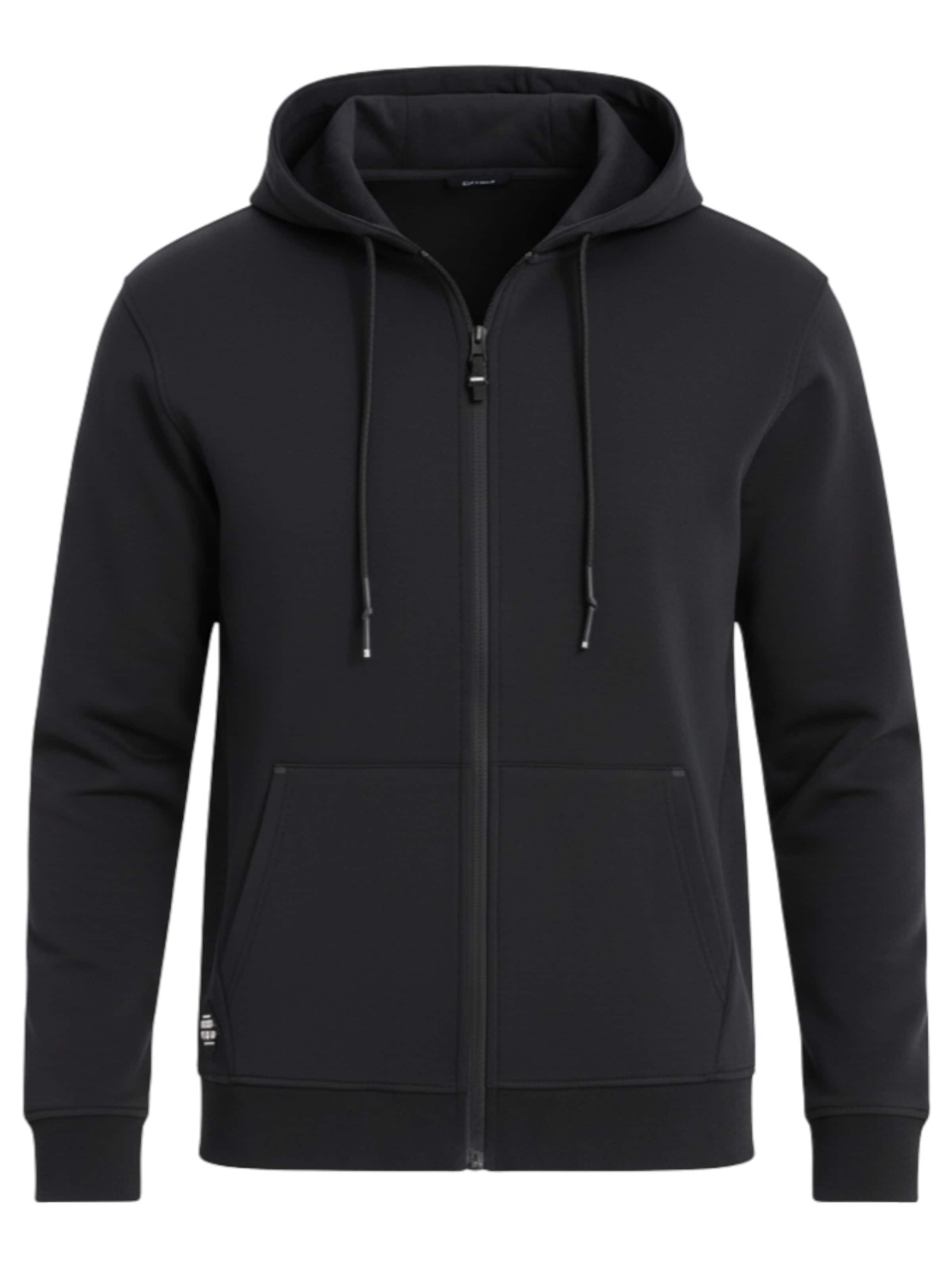 Ombre Sweatvest 'OM-SSZP-0213' in Zwart: voorkant