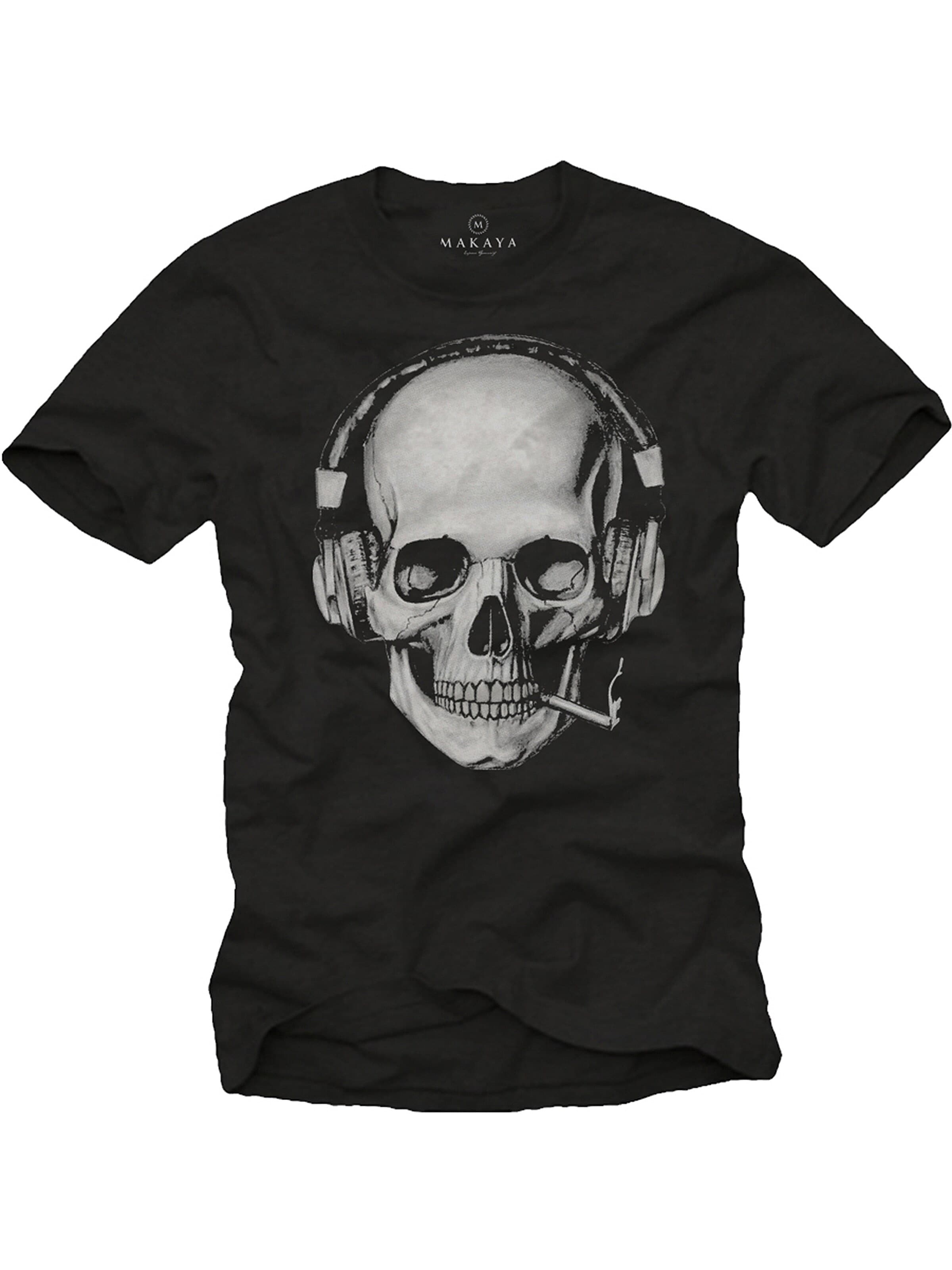 MAKAYA Shirt 'Smoking Skull' in Black: front