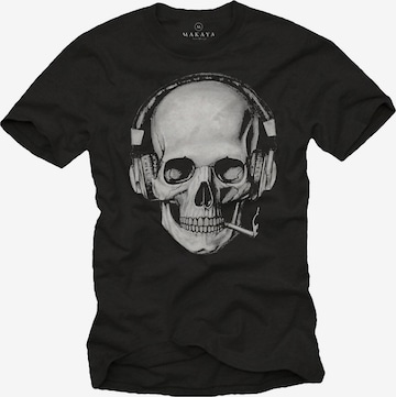 MAKAYA Shirt 'Smoking Skull' in Black: front