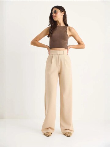 Bianco Lucci Wide leg Bandplooibroek in Beige