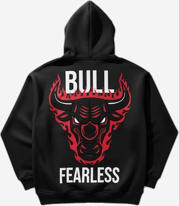 Sweat-shirt 'Oversize Bull Fearless Hoodie - Black and Red' Kleidermafia en noir : devant