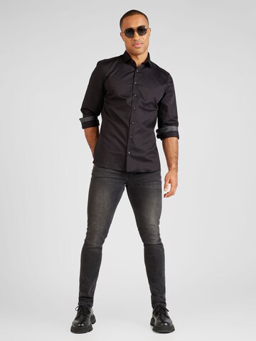 OLYMP Regular fit Button Up Shirt 'Level 5' in Black