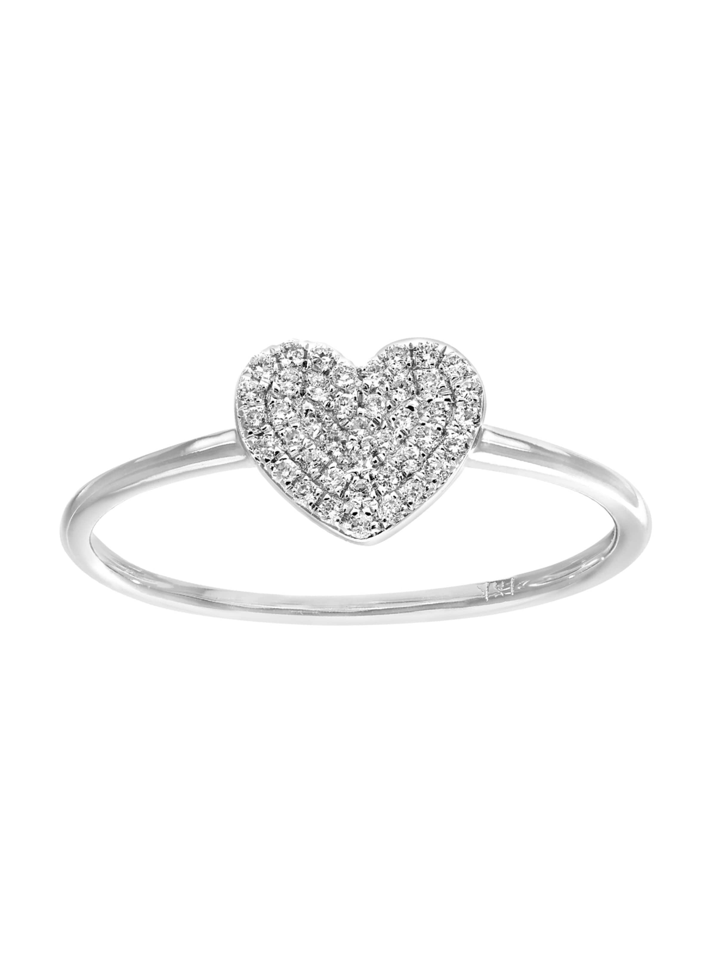 DIAMANT LETERNEL Ring 'Ring aus 750 Weißgold mit 0.13 Karat Diamant Herz-Design' in Gold: front