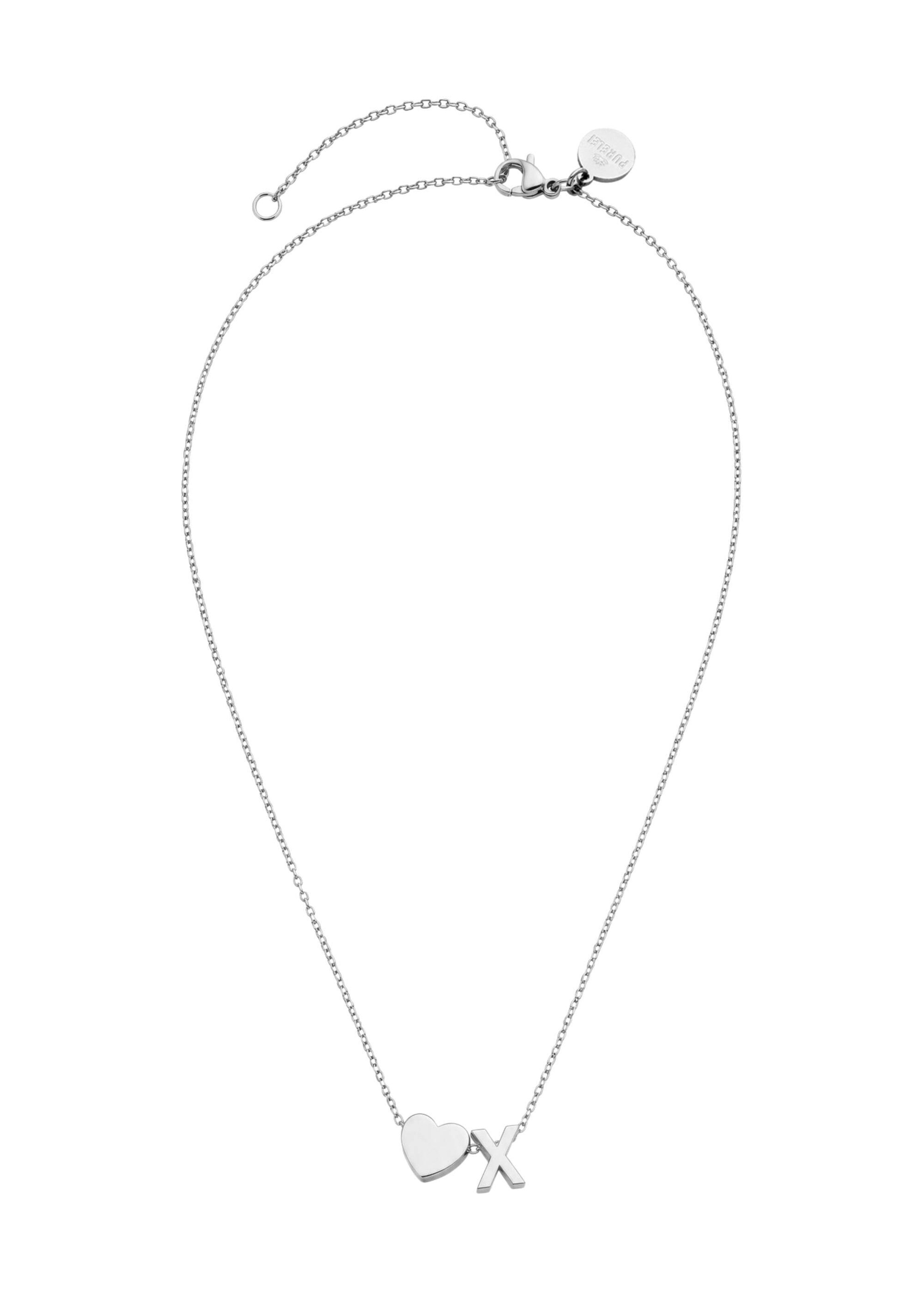 PURELEI - Cadena 'Letter Heart X' en plata: frente
