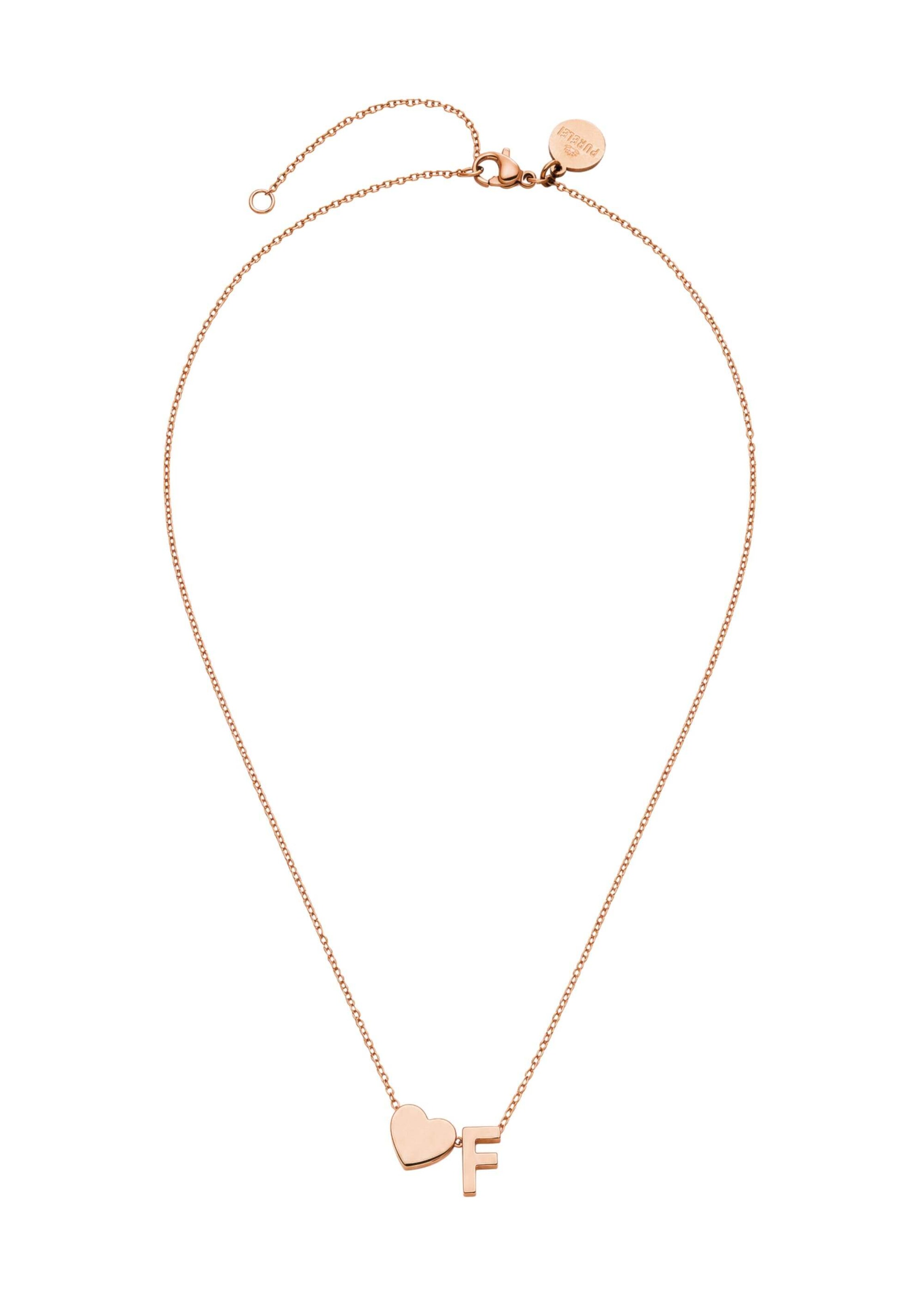 PURELEI - Cadena 'Letter Heart F' en oro: frente