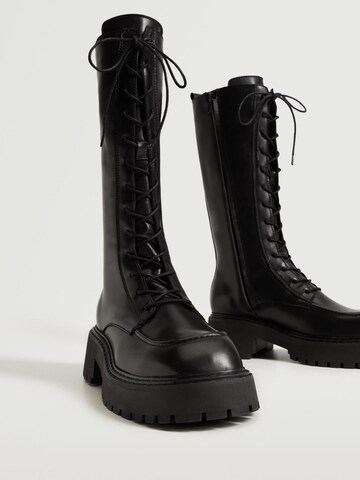 MANGO Lace-Up Boots 'Trunk' in Black