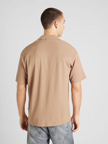 JACK & JONES Regular fit Button Up Shirt 'VALENCIA' in Brown