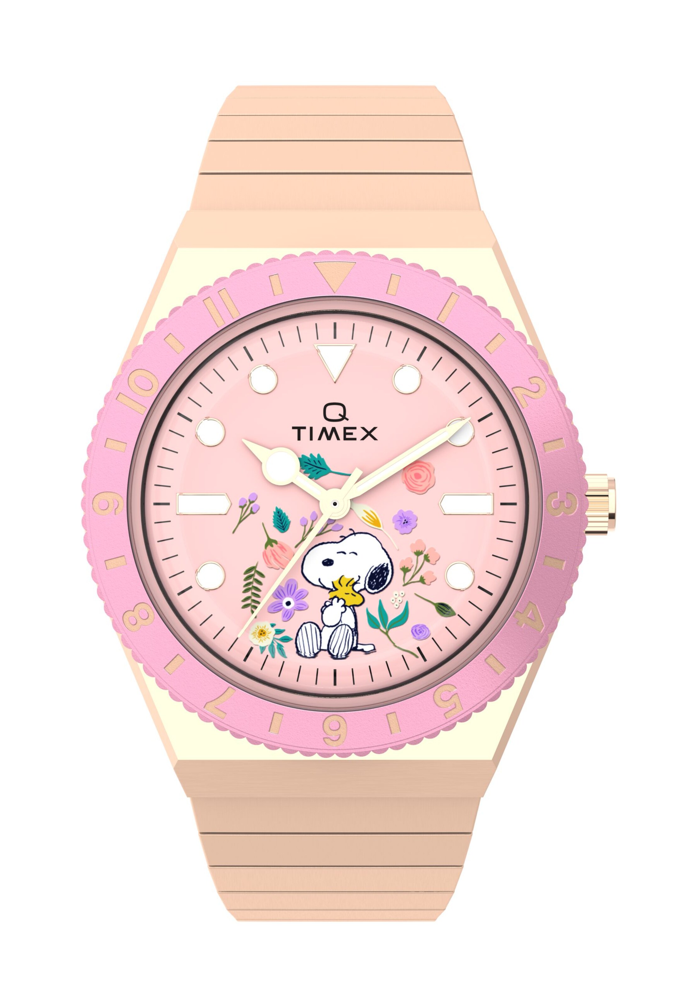 TIMEX Analog Watch 'Timex x Peanuts - In Bloom' in Pink: front