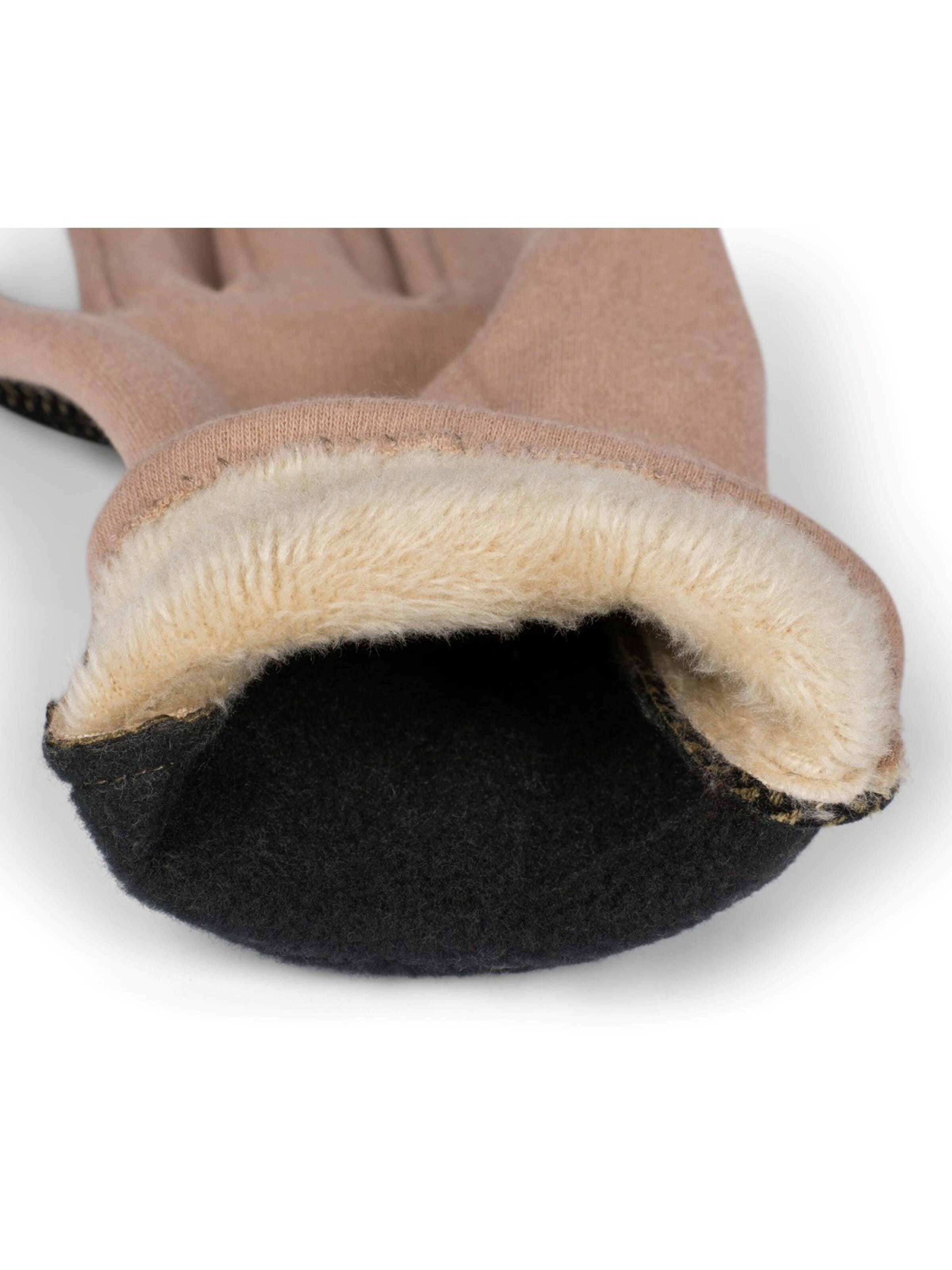 styleBREAKER Full finger gloves 'Touchscreen Handschuhe mit weichem Riffel Muster' in Brown