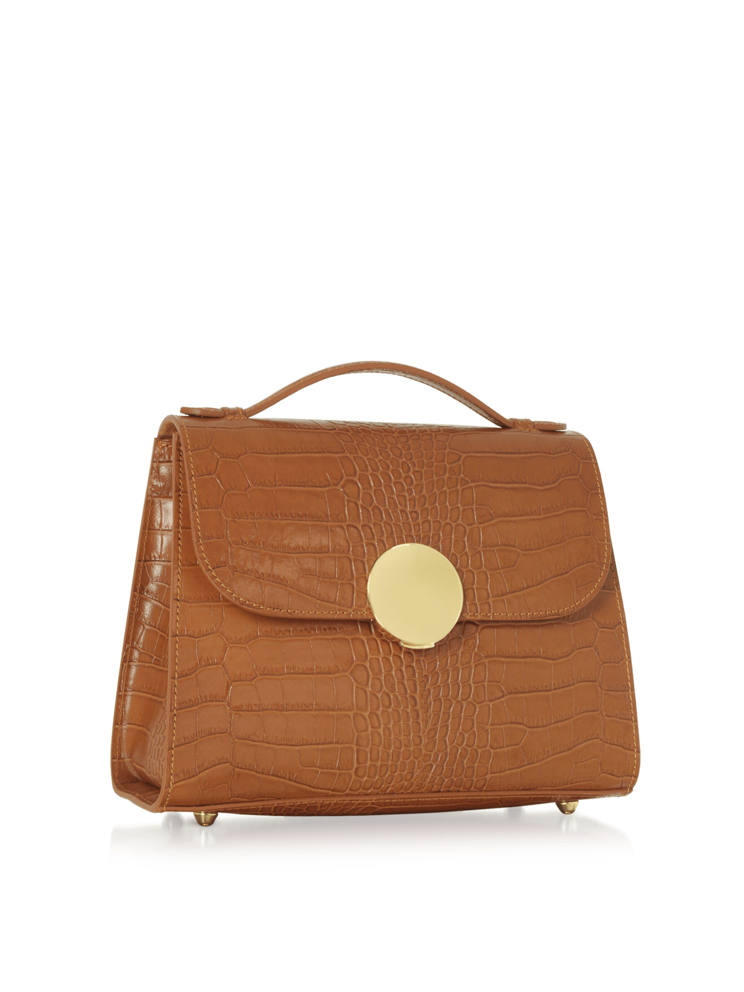 LeParmentier - Bolso de mano 'Bombo Croco' en marrón