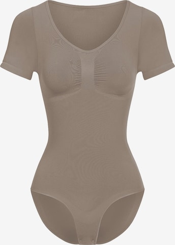 cfab Shapingbody 'T-Shirt Bodysuit Sculpting Shapewear mit Slip' in Grijs: voorkant