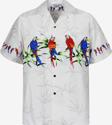 Pacific Legend Regular fit Button Up Shirt 'Papagei' in White: front