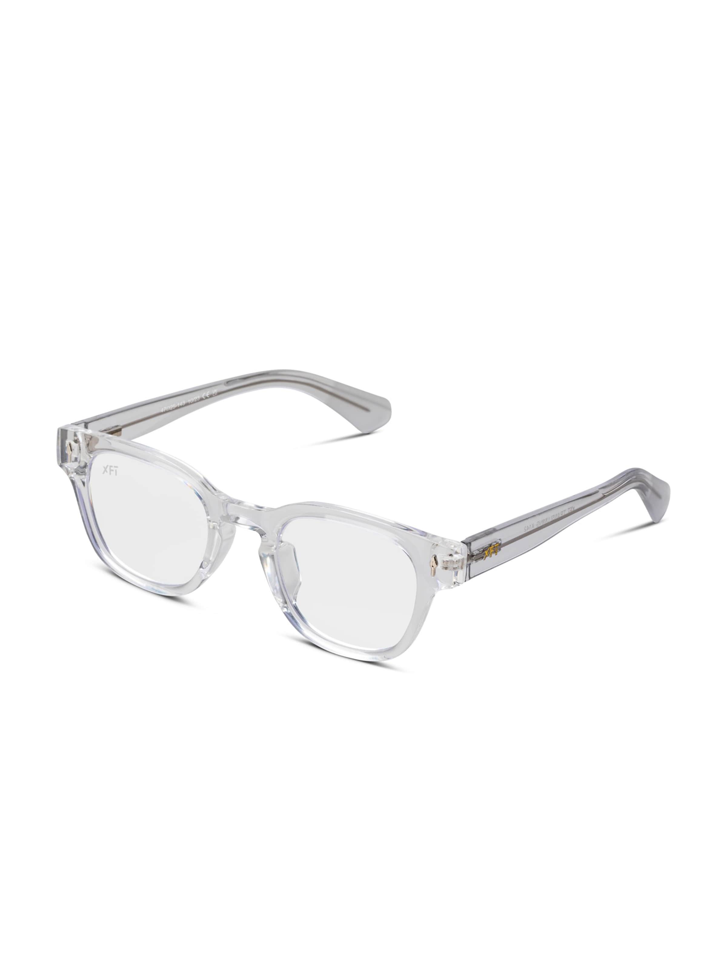 X Frame Therapy Glasses 'Transluming Blue Light' in Transparent: front