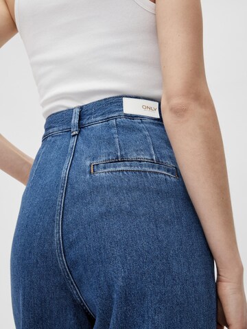 ONLY Wide Leg Jeans med lægfolder 'Una' i blå