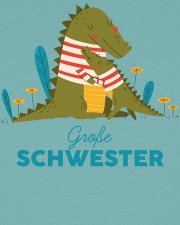 T-Shirt 'Krokodil Große Schwester' watabout.kids en vert