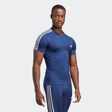 zils ADIDAS PERFORMANCE Sporta krekls 'Techfit 3-Stripes ': no priekšpuses