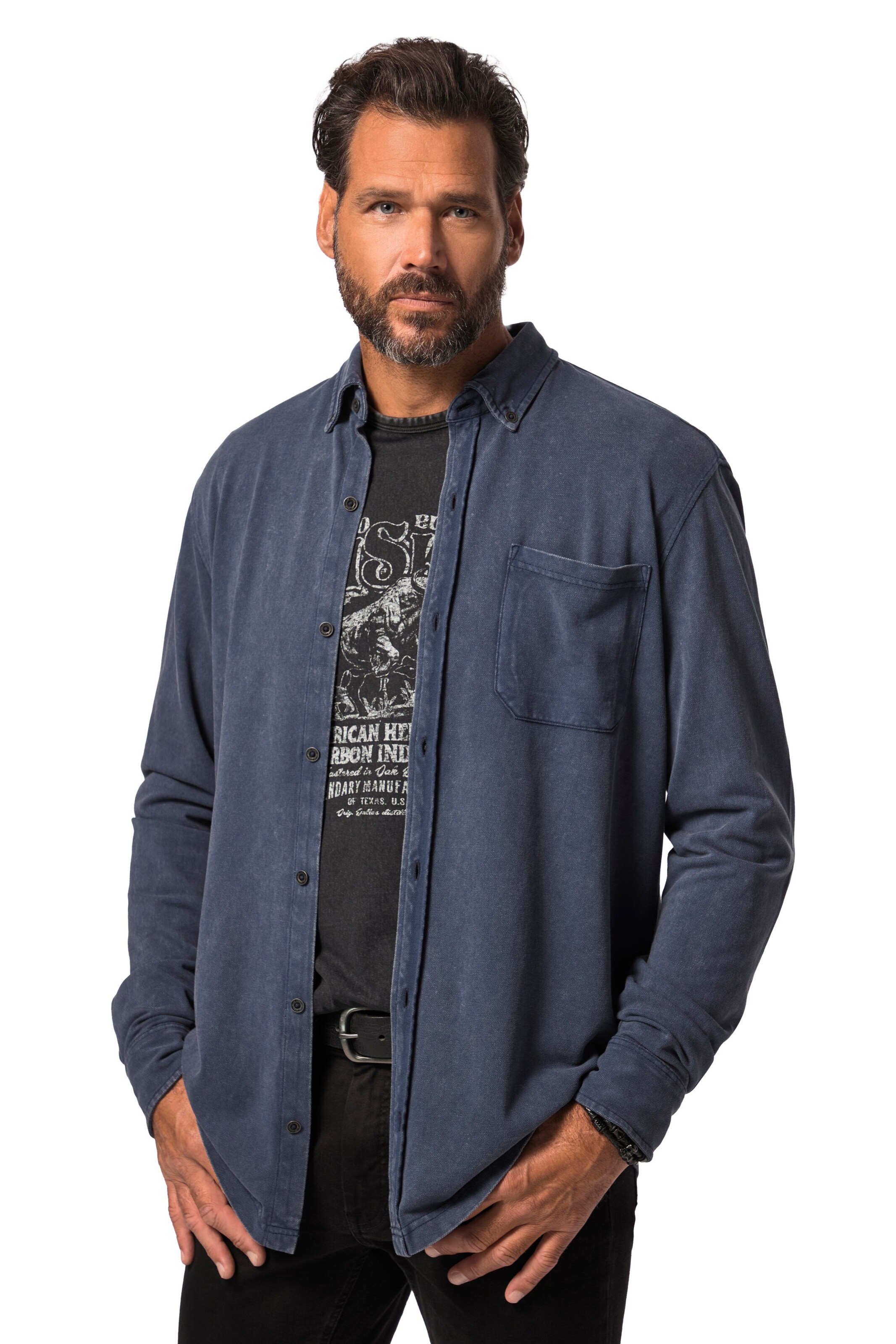 JP1880 Regular Fit Hemd in Blau: Vorderseite