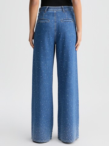 Liu Jo - Pierna ancha Pantalón vaquero plisado en azul