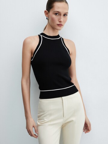 MANGO Knitted Top 'PIPING' in Black