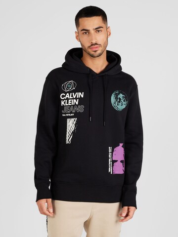 Calvin Klein Jeans Sweatshirt in Zwart: voorkant