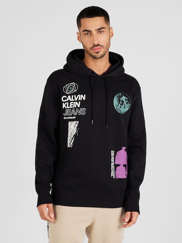 Calvin Klein Jeans Sweatshirt in Schwarz: predná strana