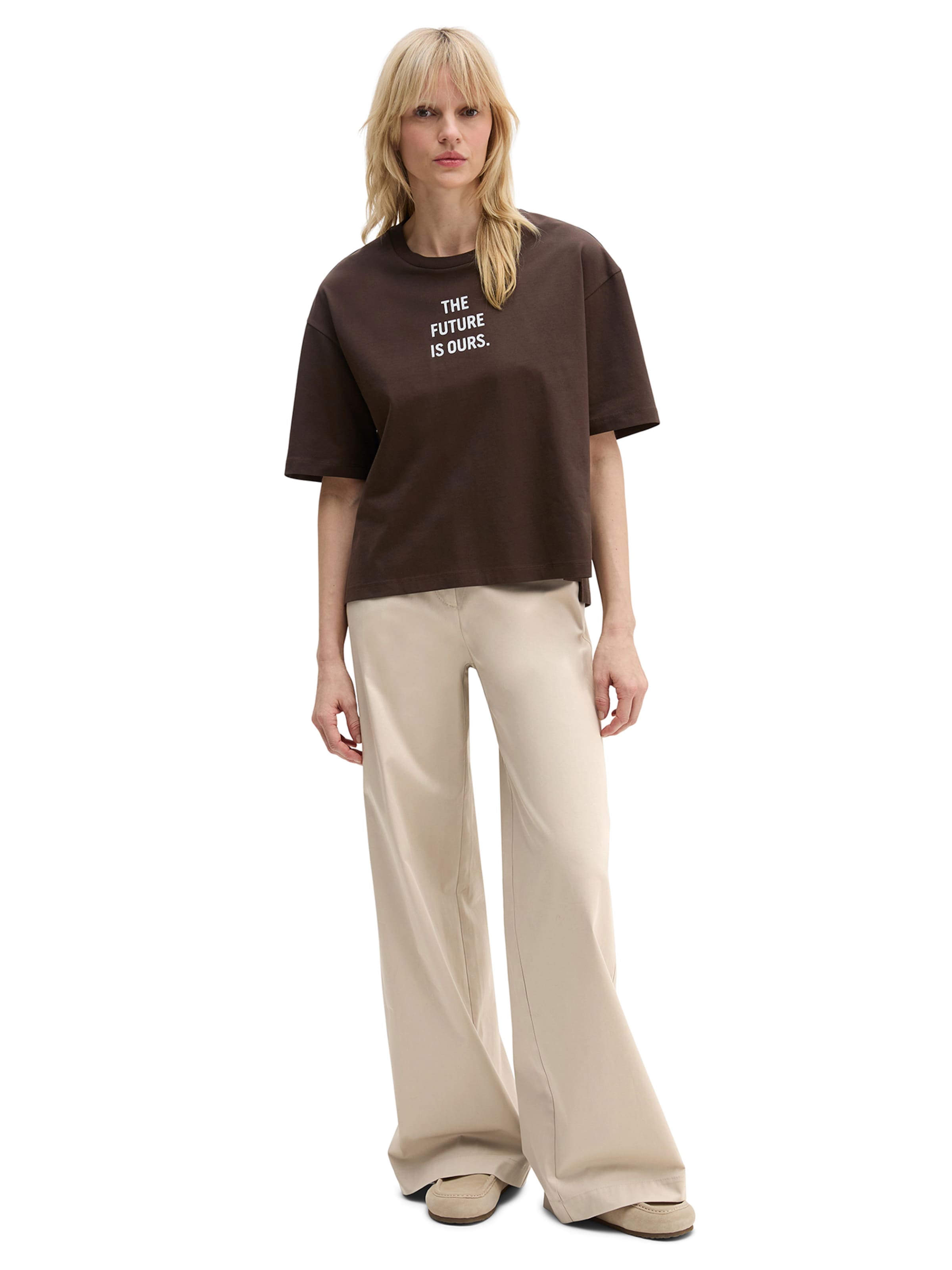 T-shirt 'Woman's Day' Marc O'Polo en marron
