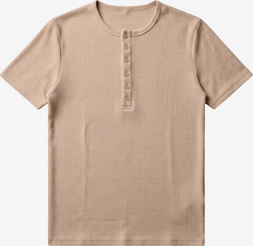 Kleidermafia Paita 'Slim Fit Button T-shirt - Cream' värissä beige: etupuoli